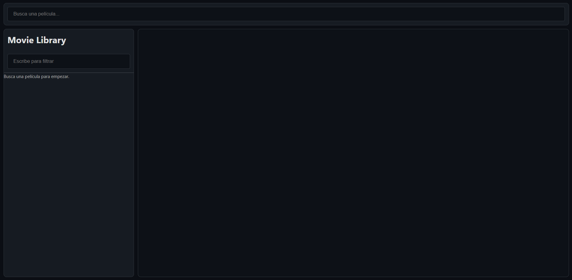 Main layout of the web application.